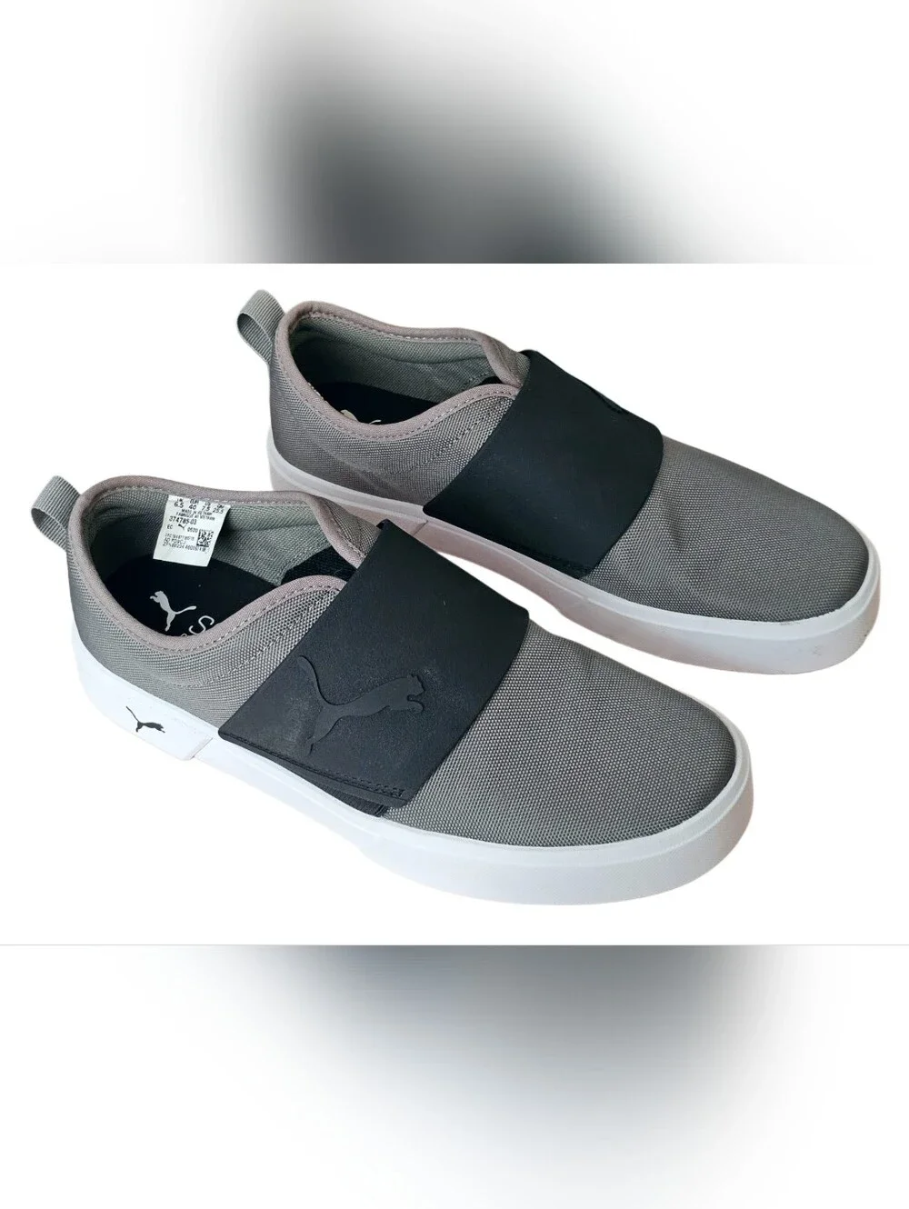 PUMA El Rey II Slip-On Grey Black Canvas Skateboard Shoes 374785-03 Men 7.5 New
